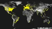 World map of internet penetration