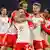 Bayern's Joshua Kimmich celebrates scoring the crucial goal to beat Arsenal